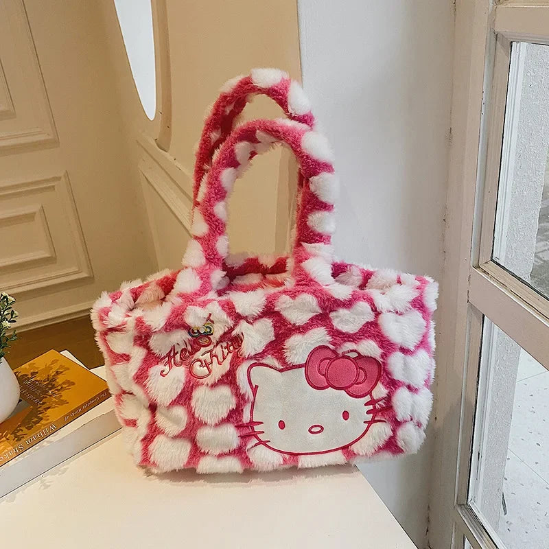 Hello Kitty Coin Purse Plush Shoulder Bag Kuromi Japanese Handbags Cinnamon Bags for Women Sanrio Kawaii Purses and Handbags